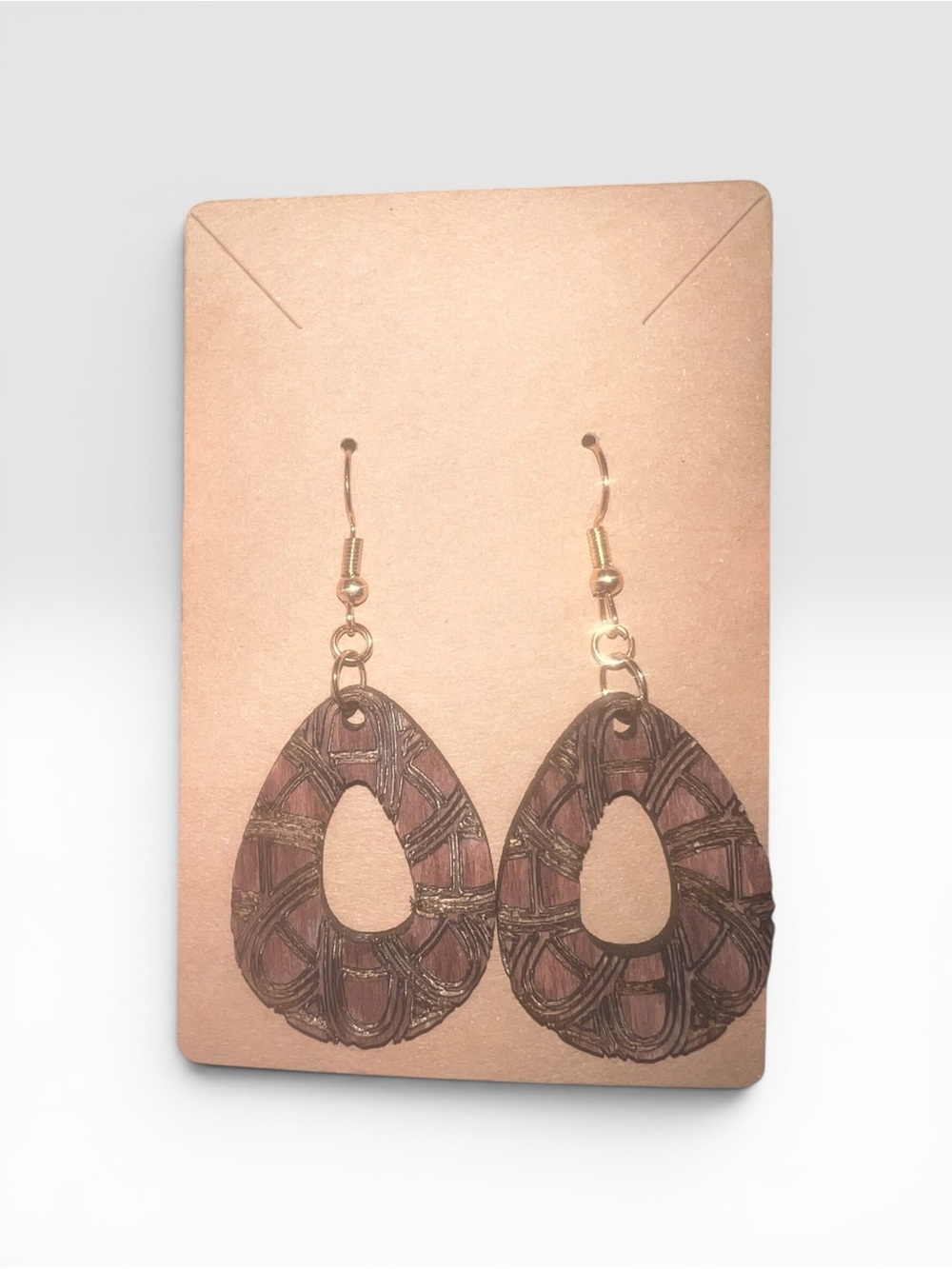 Brown Teardrop Woven Dangle Earrings